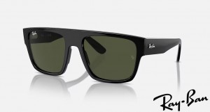 Ray Ban Drifter Polished Black Frame Green Lenses Sunglasses