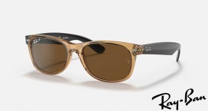 Ray Ban New Wayfarer Bicolor Polished Honey Frame Brown Lenses Sunglasses