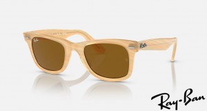 Ray Ban Original Wayfarer Change Polished Photo Striped Brown Frame Brown Lenses Sunglasses