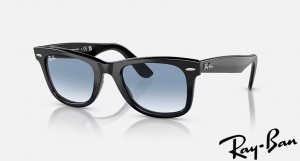 Ray Ban Original Wayfarer Classic Polished Black Frame Blue Gradient Lenses Sunglasses