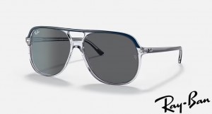 Ray Ban Bill Polished Blue On Transparent Frame Dark Grey Lenses Sunglasses