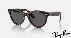 Ray Ban Wayfarer Way Polished Havana Frame Dark Grey Lenses Sunglasses
