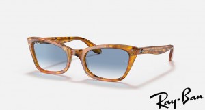 Ray Ban Lady Burbank Polished Amber Tortoise Frame Blue Gradient Lenses Sunglasses