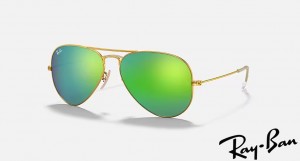 Ray Ban Aviator Flash Lenses Matte Gold Frame Green Mirror Lenses Sunglasses