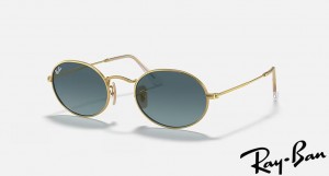 Ray Ban Oval Polished Gold Frame Blue Gradient Lenses Sunglasses