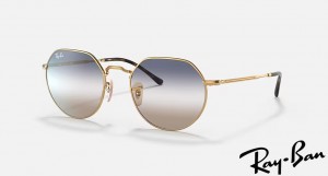 Ray Ban Jack Polished Gold Frame Blue Bi-Gradient Lenses Sunglasses