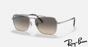 Ray Ban New Caravan Polished Silver Frame Grey Gradient Lenses Sunglasses