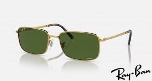Ray Ban RB3717 Polished Gold Frame Green Chromance Lenses Sunglasses
