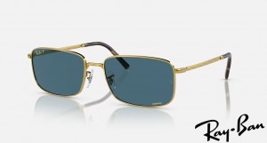 Ray Ban RB3717 Polished Gold Frame Blue Chromance Lenses Sunglasses