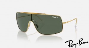 Ray Ban Wings III Polished Gold Frame Dark Green Lenses Sunglasses