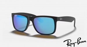 Ray Ban Justin Color Mix Matte Black Frame Blue Mirror Lenses Sunglasses