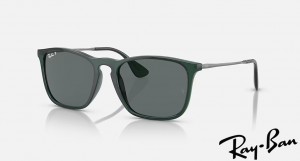 Ray Ban Chris Polished Transparent Green Frame Grey Lenses Sunglasses