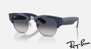 Ray Ban Mega Clubmaster Polished Blue On Silver Frame Blue Gradient Lenses Sunglasses