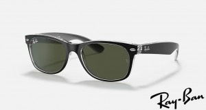 Ray Ban New Wayfarer Color Mix Matte Black On Transparent Frame Green Lenses Sunglasses