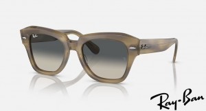 Ray Ban State Street Polished Striped Green Frame Grey Gradient Lenses Sunglasses