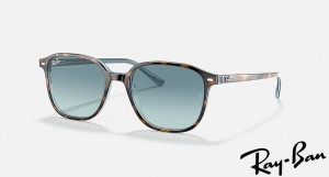 Ray Ban Leonard Polished Havana On Light Blue Frame Blue Gradient Lenses Sunglasses