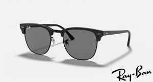 Ray Ban Clubmaster Marble Polished Black Frame Grey Lenses Sunglasses