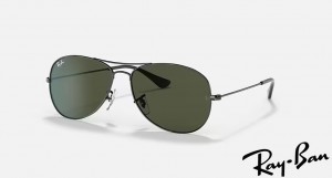 Ray Ban Cockpit Polished Gunmetal Frame Green Lenses Sunglasses