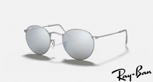 Ray Ban Round Flash Lenses Matte Silver Frame Silver Mirror Lenses Sunglasses