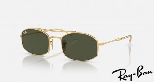 Ray Ban RB3719 Polished Gold Frame Green Lenses Sunglasses