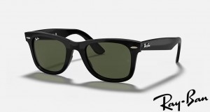 Ray Ban Wayfarer Ease Polished Black Frame Green Lenses Sunglasses