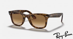 Ray Ban Wayfarer Ease Polished Light Havana Frame Brown Gradient Lenses Sunglasses