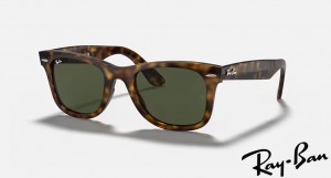 Ray Ban Wayfarer Ease Polished Light Havana Frame Green Lenses Sunglasses