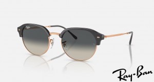 Ray Ban RB4429 Polished Dark Grey On Rose Gold Frame Grey Gradient Lenses Sunglasses