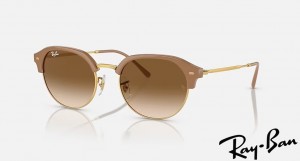 Ray Ban RB4429 Polished Beige On Gold Frame Brown Gradient Lenses Sunglasses