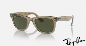 Ray Ban Original Wayfarer Change Polished Photo Striped Grey Frame Green Lenses Sunglasses