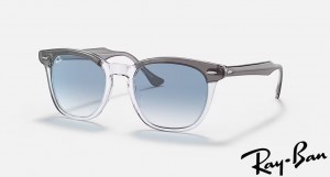 Ray Ban Hawkeye Polished Grey On Transparent Frame Blue Gradient Lenses Sunglasses