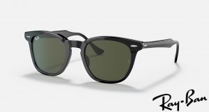 Ray Ban Hawkeye Polished Black Frame Green Lenses Sunglasses