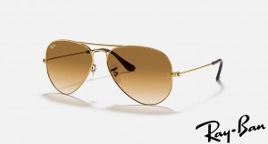Ray Ban Aviator Gradient Polished Gold Frame Brown Gradient Lenses Sunglasses