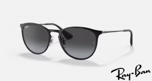 Ray Ban Erika Metal Polished Black Frame Dark Grey Gradient Lenses Sunglasses