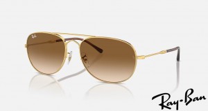 Ray Ban Bain Bridge Polished Gold Frame Clear & Brown Gradient Lenses Sunglasses