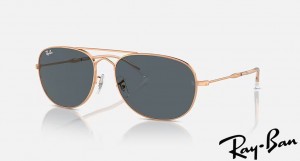 Ray Ban Bain Bridge Polished Rose Gold Frame Blue Lenses Sunglasses