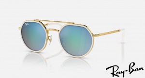 Ray Ban RB3765 Polished Gold Frame Blue Gradient - Mirror Lenses Sunglasses