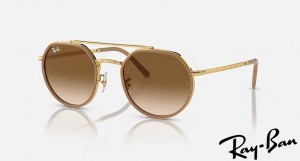 Ray Ban RB3765 Polished Gold Frame Brown Gradient Lenses Sunglasses