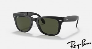 Ray Ban Wayfarer Folding Classic Matte Black Frame Green Lenses Sunglasses