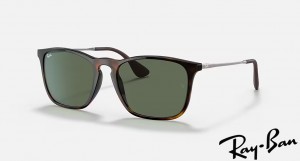 Ray Ban Chris Polished Light Havana Frame Green Lenses Sunglasses