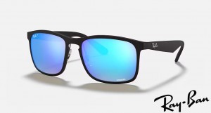 Ray Ban RB4264 Chromance Matte Black Frame Blue Chromance Lenses Sunglasses