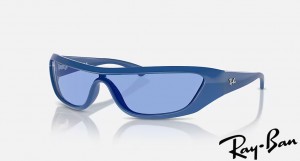 Ray Ban Xan Bio-Based Polished Electric Blue Frame Blue Lenses Sunglasses