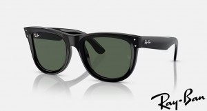 Ray Ban Wayfarer Reverse Polished Black Frame Green Lenses Sunglasses