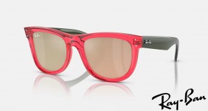 Ray Ban Wayfarer Reverse Polished Transparent Red Frame Brown Lenses Sunglasses