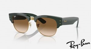 Ray Ban Mega Clubmaster Polished Green On Gold Frame Brown Gradient Lenses Sunglasses