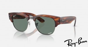 Ray Ban Mega Clubmaster Holiday Limited Polished Havana Light Brown On Gunmetal Frame Green Chromance Lenses Sunglasses