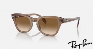 Ray Ban RB0707S Polished Transparent Light Brown Frame Brown Gradient Lenses Sunglasses
