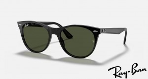 Ray Ban Wayfarer II Classic Polished Black Frame Green Lenses Sunglasses