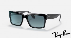 Ray Ban Inverness Polished Black On Transparent Frame Blue Gradient Lenses Sunglasses