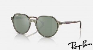 Ray Ban Thalia Polished Transparent Green Frame Silver Mirror Lenses Sunglasses